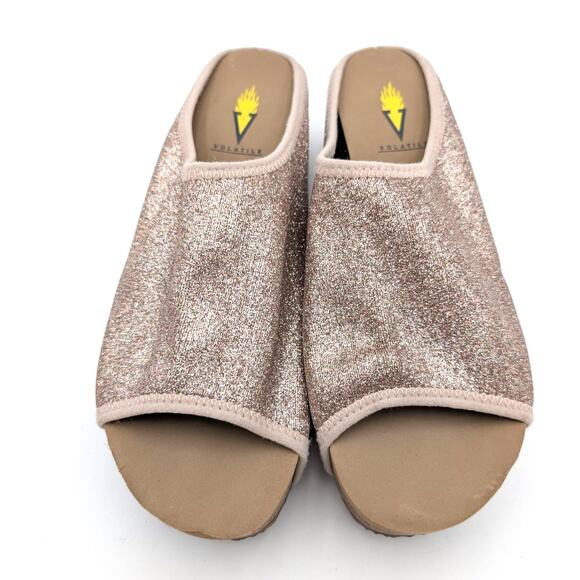 Volatile Festina Wedge Sandal Women's Slip-On Glitter Blush Size US7 EU37.5 - Picture 10 of 11